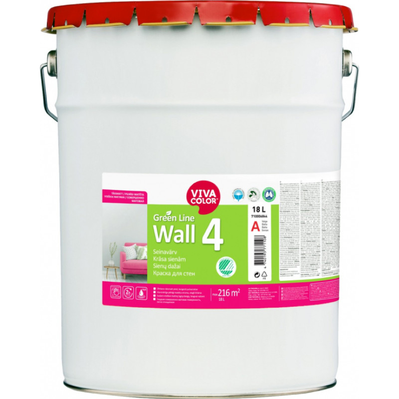 Vivacolor Wall 4 A Sienas krāsa, pilnīgi matēta 18L
