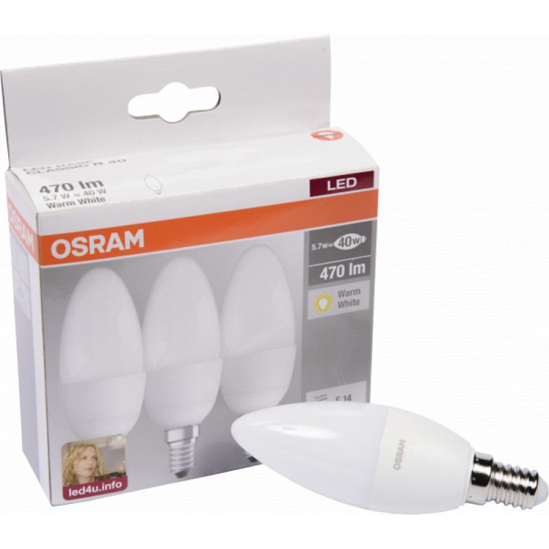 Osram LED spuldze B40 5.7W E14 3gb Osram