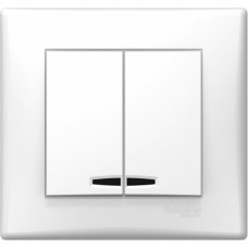 Schneider Slēdzis 1+1ar lampu, balts - gab.