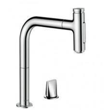 Hansgrohe virtuves izlietnes maisītājs ar izvelkamu dušu Metris Select M71 200 2jet, 2 caurumu, hroms + sBox