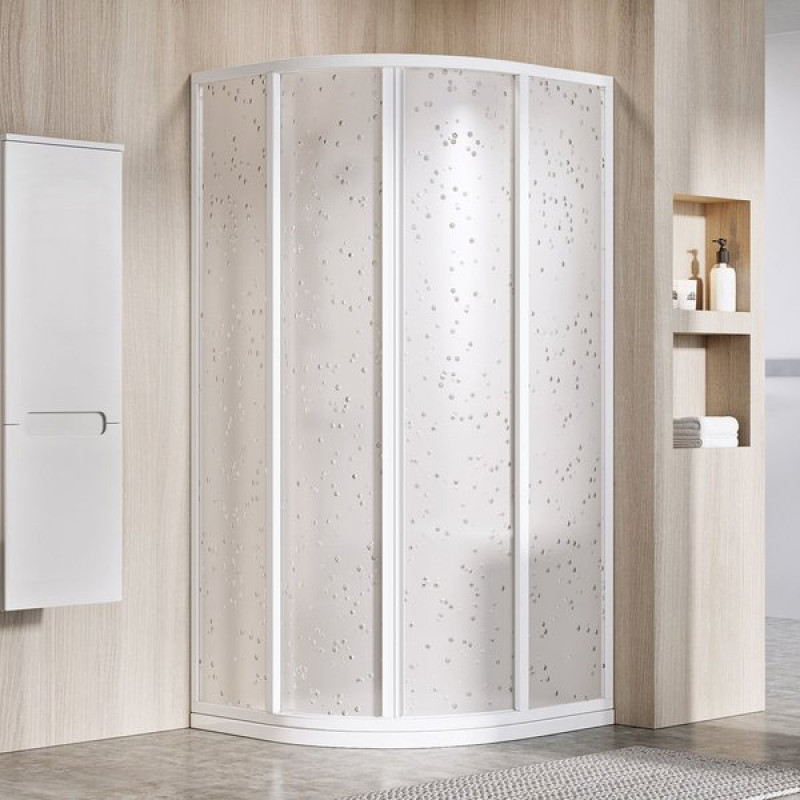 Ravak dušas stūris SKCP4, 900x900 mm, h=1950, r=500, balts/pearl