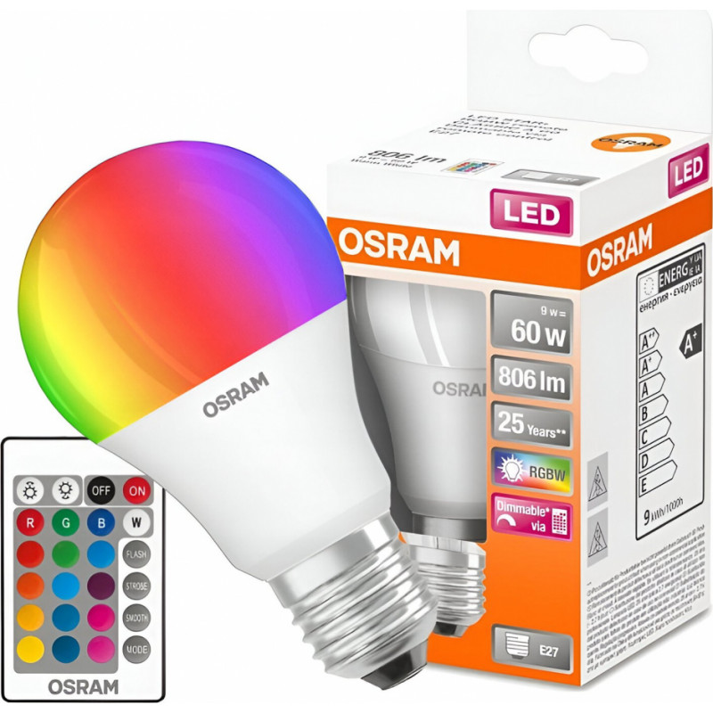 Osram LED spuldze RGB ST CLAS A 9.7W E27 Osram