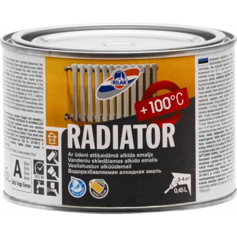 Rilak Emalja RILAK RADIATOR Pusmatēta A-bāze 0.45L - gab