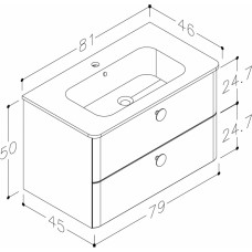 Raguvos Baldai izlietnes un skapīša komplekts Round, 810x460 mm, h=500 mm, 2A, balts