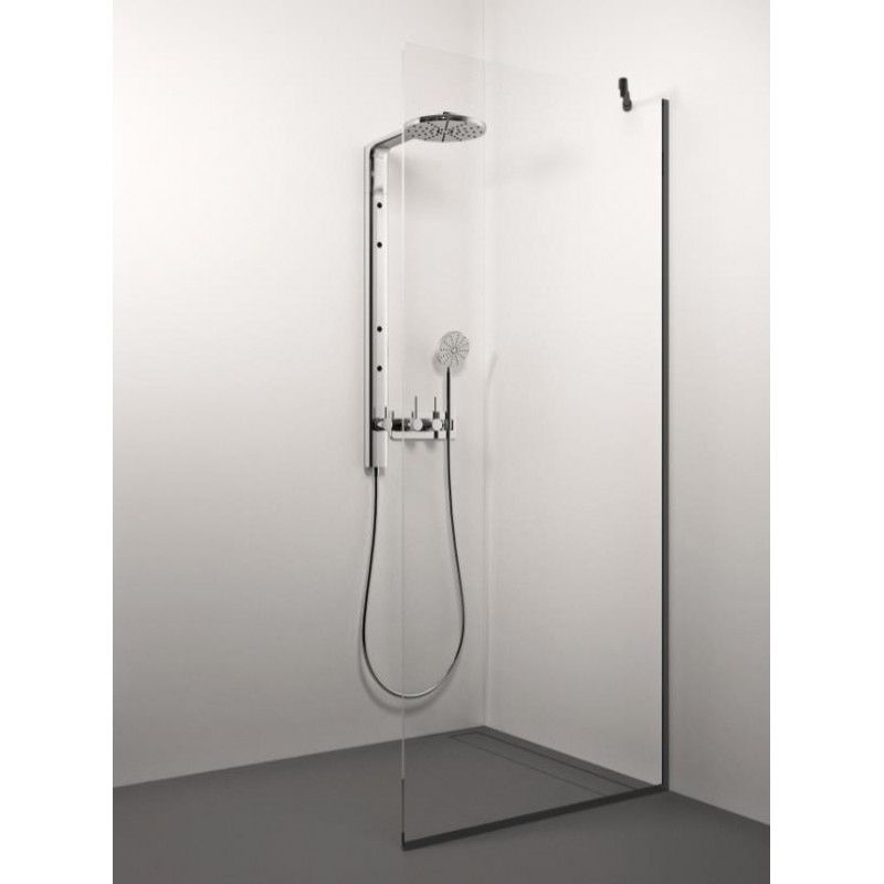 Stikla Serviss dušas siena Conforto Cor Black, 900 mm, h=2000, melns/caurspīdīgs stikls