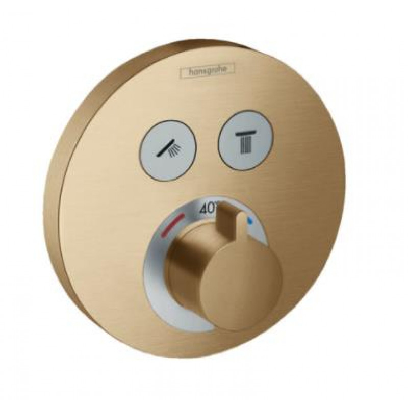Hansgrohe iebūvējamā termostata ShowerSelect S  virsapmetuma daļa, ar 2 izejām, brushed bronze