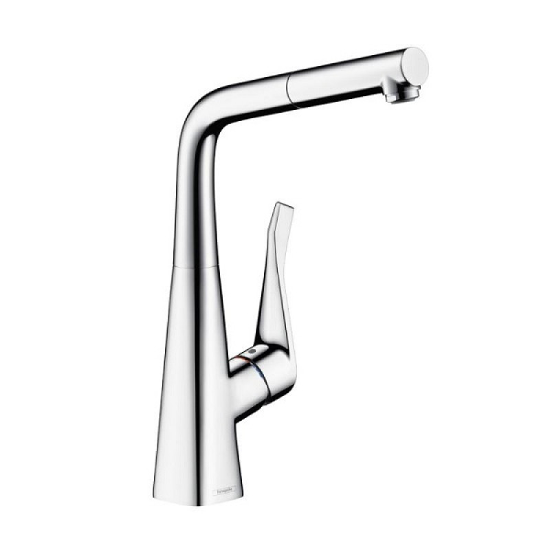 Hansgrohe virtuves izlietnes maisītājs ar izvelkamu dušu Metris M71 320 1jet, hroms
