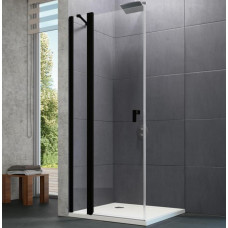 Huppe dušas durvis stūrim/nišai Design pure, 900 mm, h=2000, black edition/caurspīdīgs stikls AP