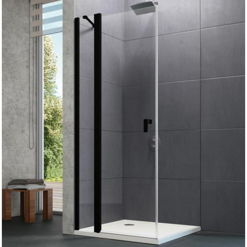Huppe dušas durvis stūrim/nišai Design pure, 900 mm, h=2000, black edition/caurspīdīgs stikls AP