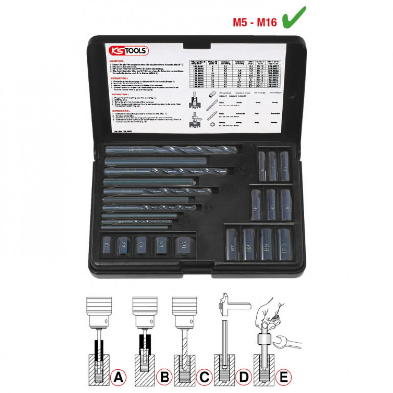 Ks Tools Bojātu skrūvju izņēmēja komplekts M5-M16, 25 gab., KS Tools