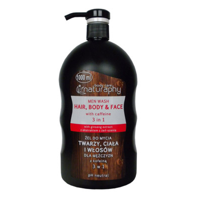 Naturaphy Šampūns dušas želeja 1000ml ar kofeīnu vīr.