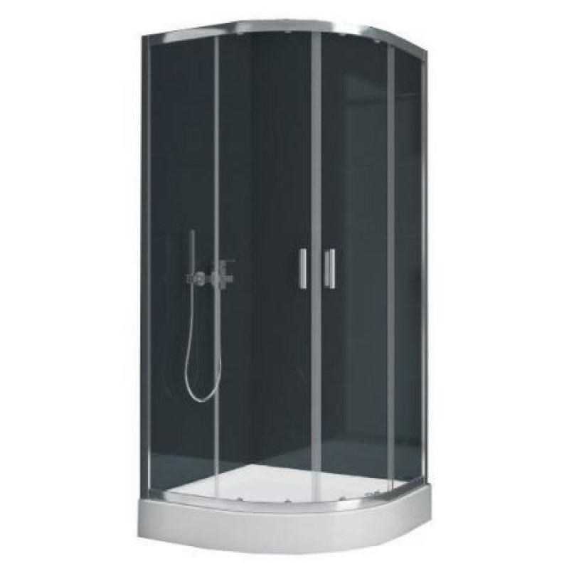 New Trendy Duškabīne PRIVIA 800x800mm, ar paliktni R55 un sifonu, 5mm rūdīts stikls