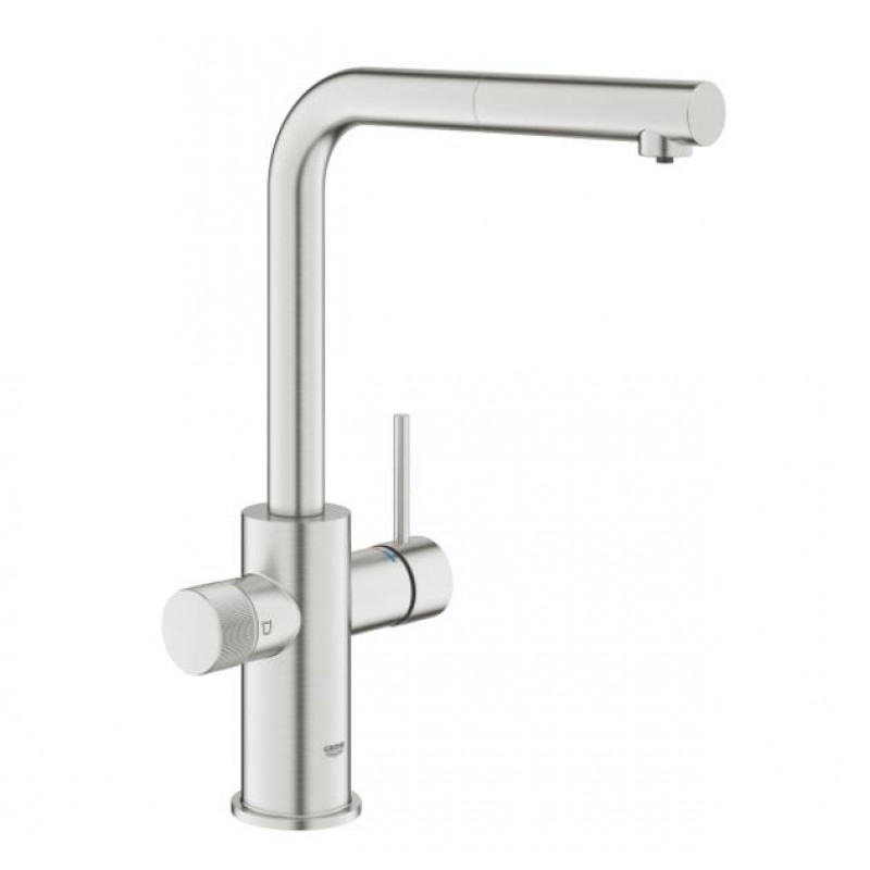 Grohe virtuves izlietnes maisītājs ar izvelkamo dušu Grohe Blue Pure Minta (bez filtra!), supersteel