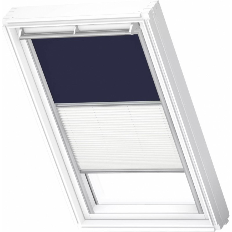 Velux DFD Duo Gaismu necaurlaidīgas jumta logu žalūzijas ar rokas vadību, ar alumīnija sliedēm, MK08, 78x140cm, tumši zilas