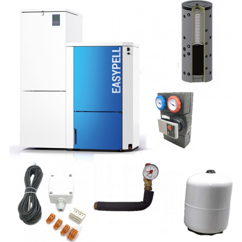 Easypell 25 Granulu apkures katls (8-25kW) ar 185kg granulu tvertni, 4 ACC5 RAD+KŪ/CS