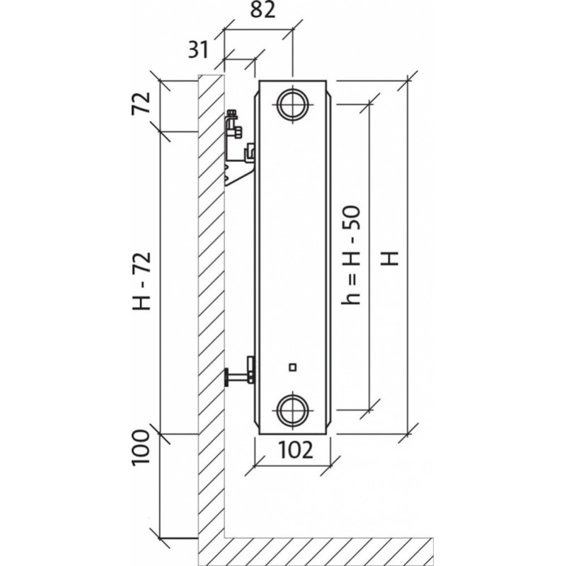 Purmo Tērauda paneļu radiators Purmo Compact Tips 22 H550/L800 - gab.