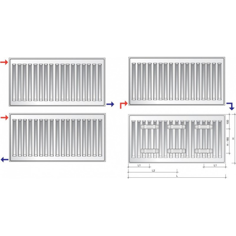 Purmo Tērauda paneļu radiators Purmo Compact Tips 33 H550/L800 - gab.