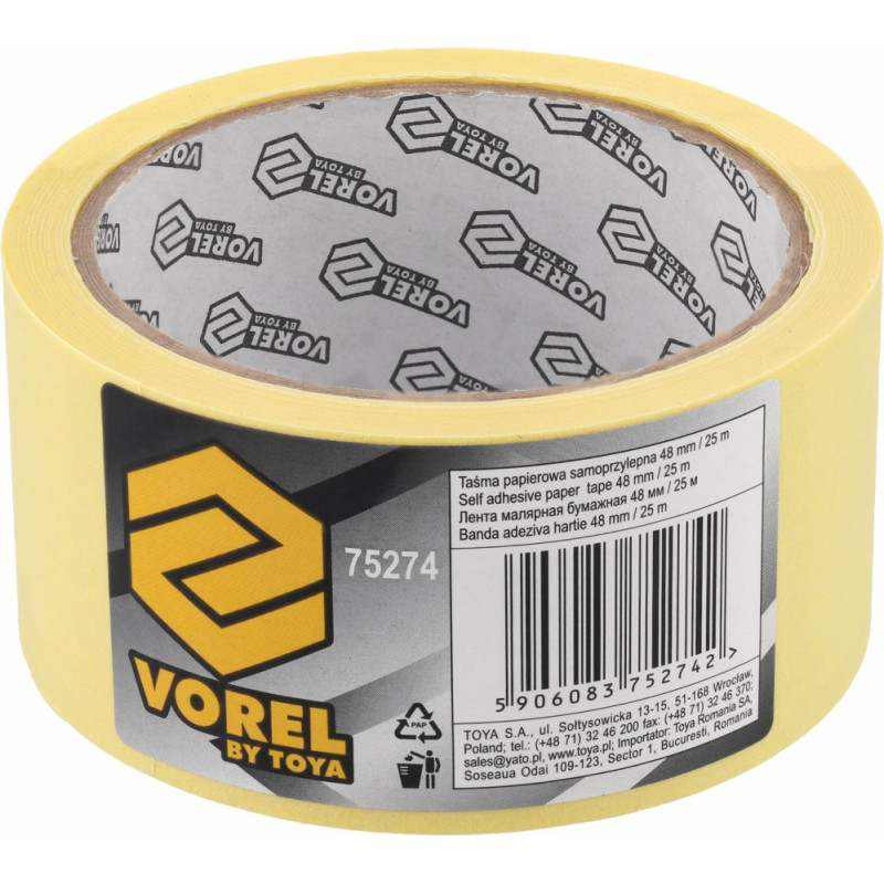Vorel Pašlīmējoša papīra lente 48mmx25m, VOREL, 75274, UV un karstumizturīga līdz 60°C