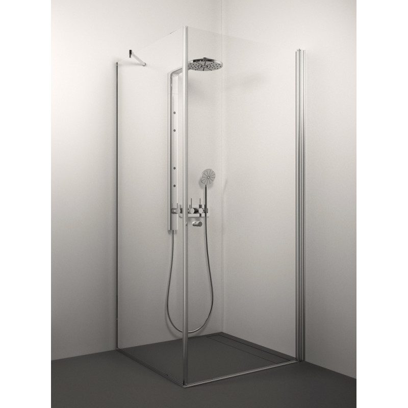 Stikla Serviss dušas stūris Fascino, 900x900 mm, h=2000, hroms/matēts balts stikls