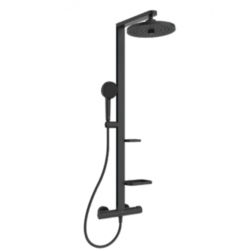 Ideal Standard dušas sistēma ar termostatu Ceratherm ALU+, matēta melna