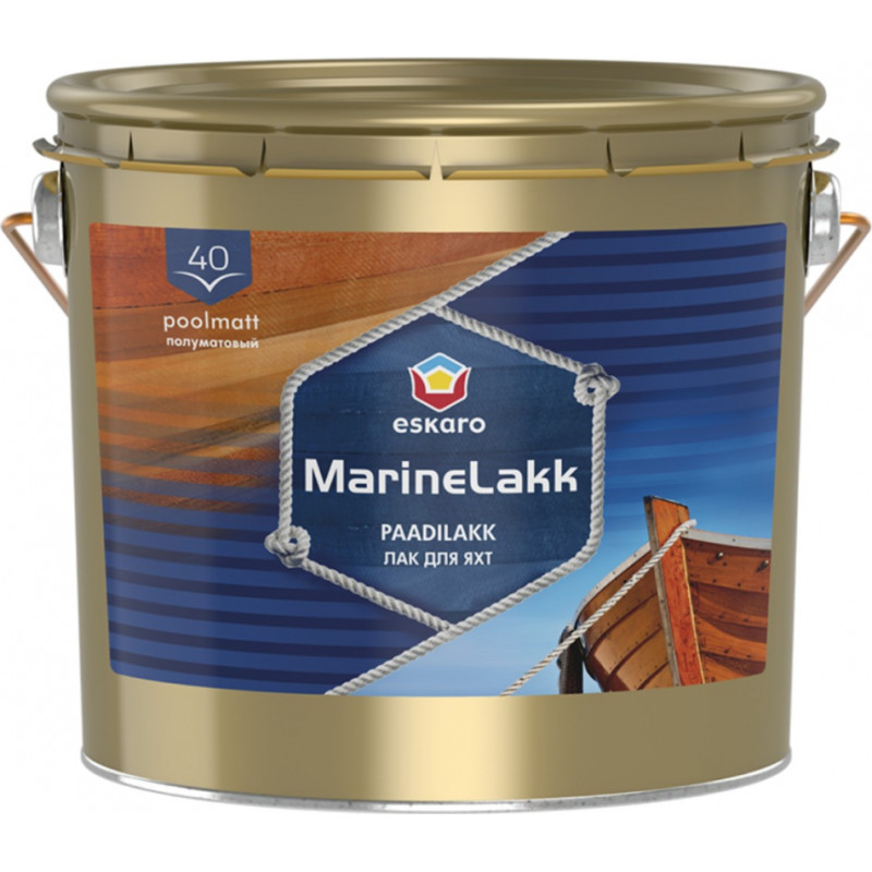 Eskaro Marine lakk 40 Nodilumizturīga uretāna alkilaka laivu daļu lakošanai, pusmatēta, 2.4L