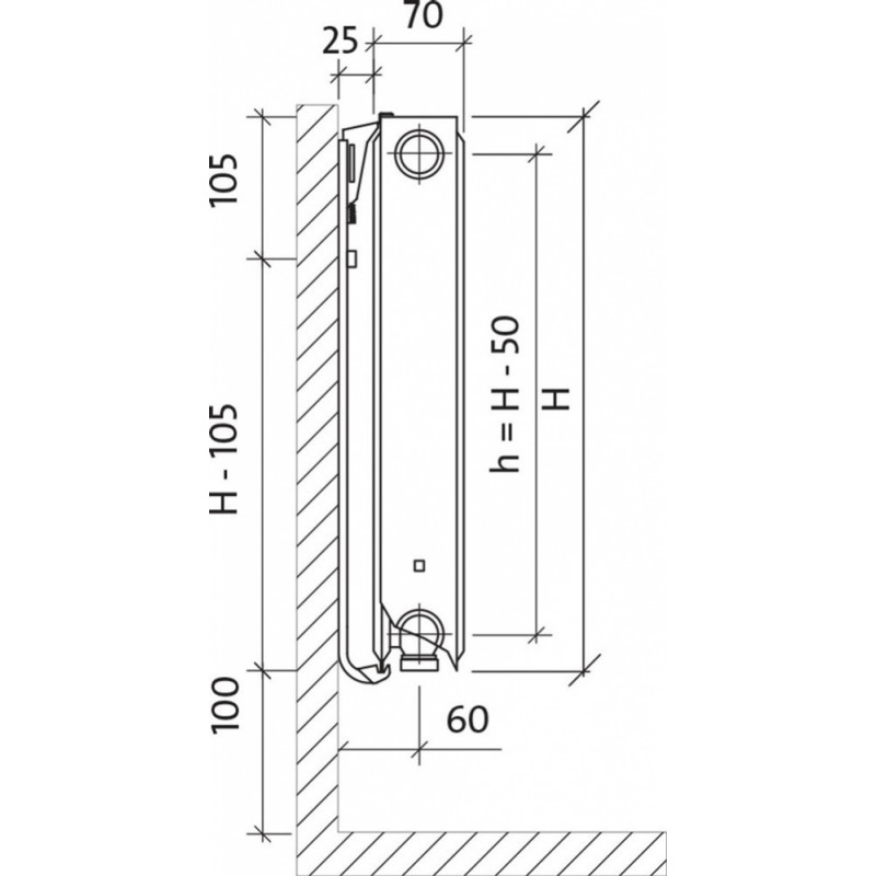 Purmo Tērauda paneļu radiators Purmo Ventil Compact Tips 21 H450/L400 - gab.