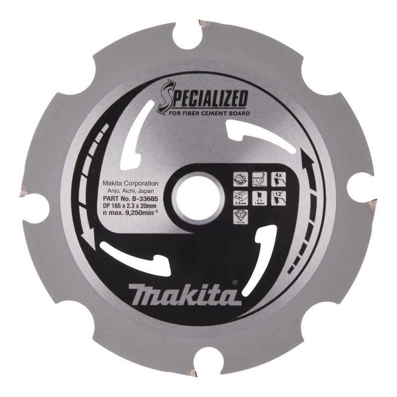 Makita Accessories Griešanas disks cementa šķiedru materiāliem MAKITA 165x2,3x20mm 4T 12°