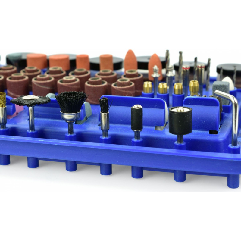 Geko Rotācijas instruments ar elastīgu vārpstu un aksesuāru komplektu 222 gab., G81223 GEKO