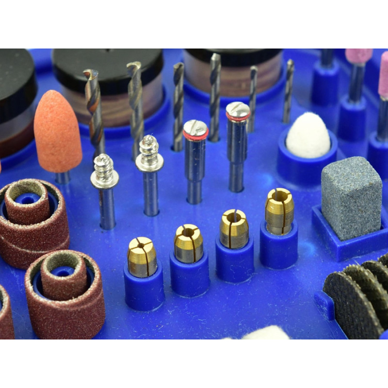 Geko Rotācijas instruments ar elastīgu vārpstu un aksesuāru komplektu 222 gab., G81223 GEKO