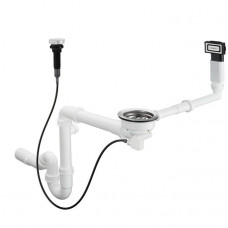 Hansgrohe virtuves izlietnes sifons ar izplūdi un pārplūdi D16-11, 1½ x40/50 mm, pop-up, balta plastmasa