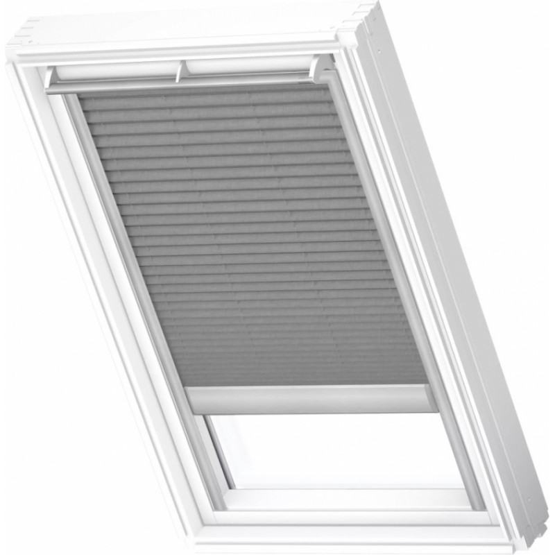 Velux FSL Plisētas jumta logu žalūzijas ar solāro vadību, ar alumīnija sliedēm, MK06, 78x118cm, pelēkas