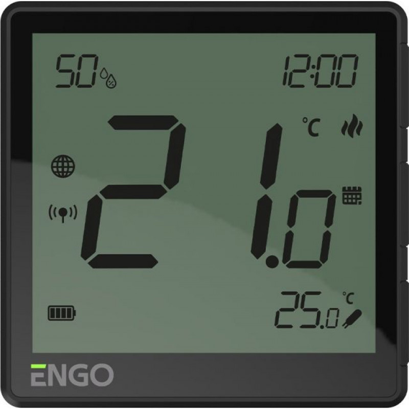 Engo Telpas termostats EOne, ZigBee, Melns, Li-ion akum