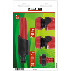 Kreator Laistīšanas pistoles komplekts 4 gab., KREATOR, KRTGR6601, universāla savienojamība, 2 izsmidzināšanas režīmi