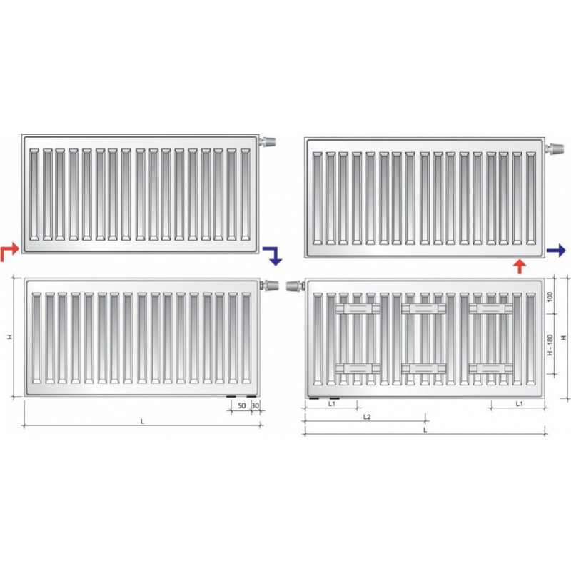 Purmo Tērauda paneļu radiators Purmo Ventil Compact Tips 33 H450/L500 - gab.
