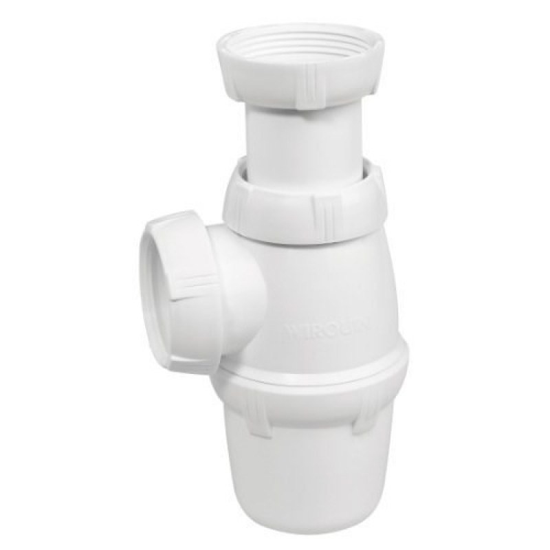 Wirquin izlietnes sifons, 1½, x 40 mm, bez noteces, plastmasa, balts