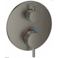Grohe iebūvējamā dušas termostata Atrio virsapmetuma daļa, 2 izejas, ar ventili, brushed hard graphite