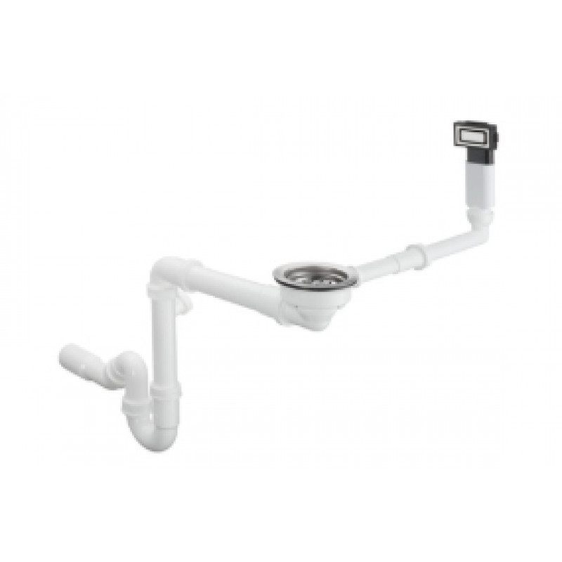 Hansgrohe virtuves izlietnes sifons ar izplūdi un pārplūdi D14-10, 1½ x40/50 mm, balta plastmasa