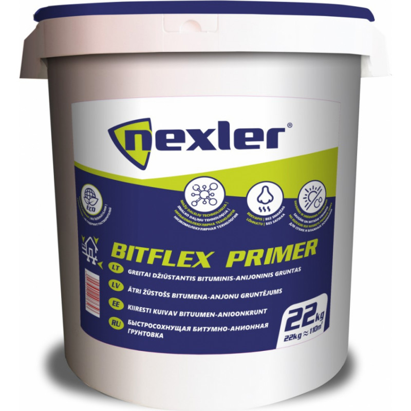 Nexler Bitflex Primer Ūdens bāzes bitumena grunts, ātri žustoša, 22kg