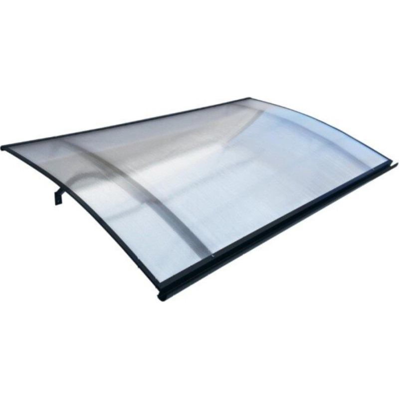 Starkedach L-160 Jumtiņš durvīm ar slīpumu uz priekšu, 160x100x25cm, Tumši pelēks/caurspīdīgs