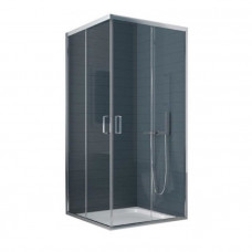 New Trendy Duškabīne FERIA 800x800mm, ar kantaino paliktni, 5mm rūdīts stikls