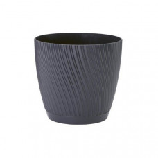 Form Plastic Puķu pods Mika ar paliktni 13cm, melns