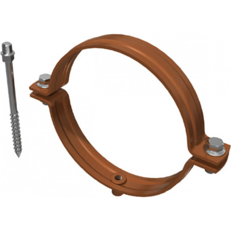 Bud-Masz VT Notekcaurules stiprinājums ar skrūvi un dībeli, RAL8019/tumši brūns