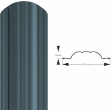 Hanbud Polo PMx2 Profilēta metāla žoga štaketas, antracītas (RAL7016), 1.65m