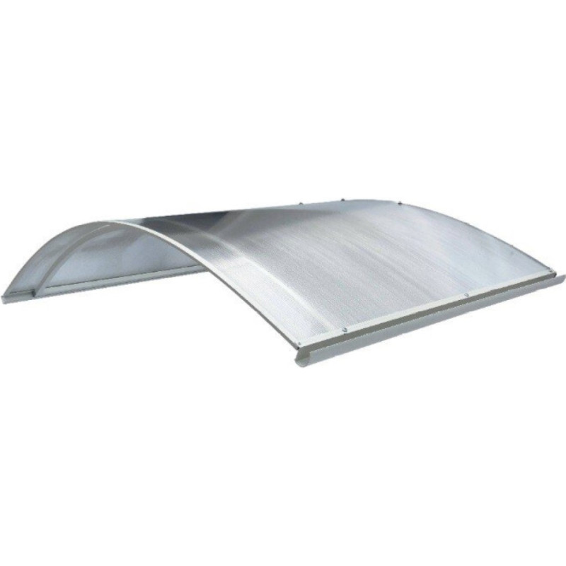 Starkedach R-160 Jumtiņš durvīm arkveida ar slīpumu uz sāniem, 160x100x35cm, Gaiši pelēks/caurspīdīgs