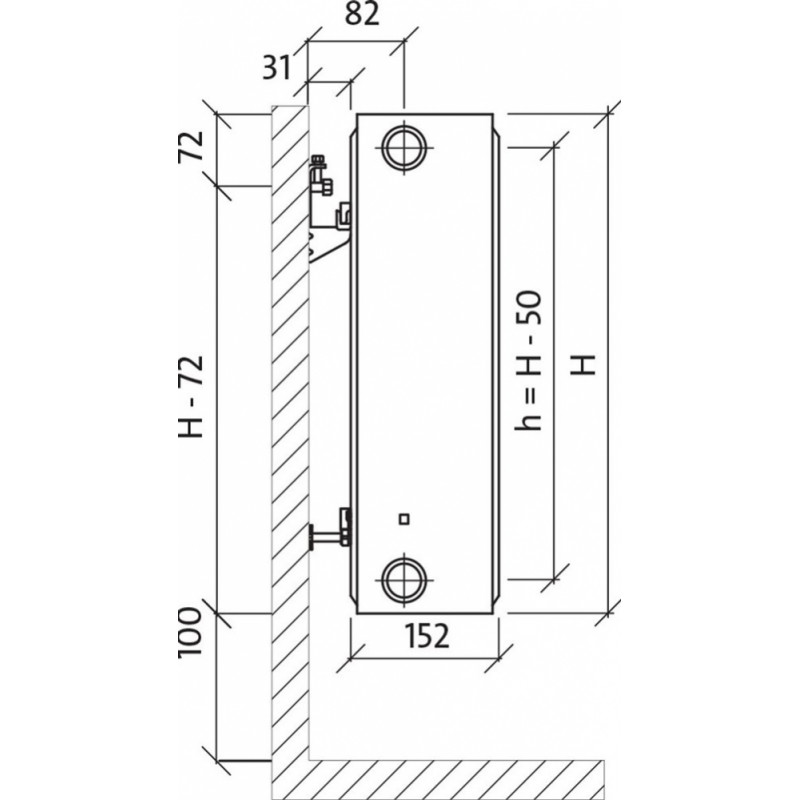Purmo Tērauda paneļu radiators Purmo Compact Tips 33 H550/L500 - gab.