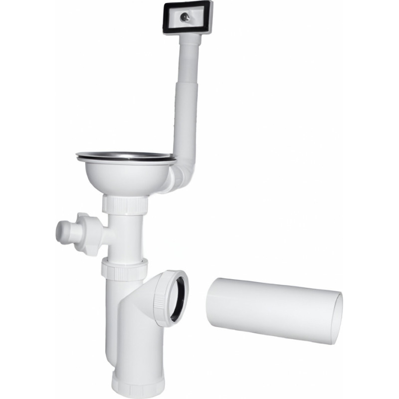 Plastbrno Sifons virtuves izlietnei 115 1/2X50mm ar izplūdi, pārplūdi, v/m