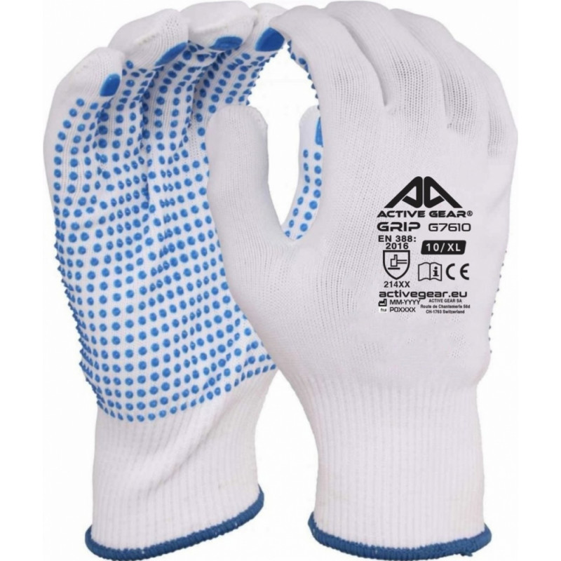 Active Gear Poliestera cimdi ar PVC punktojumu, 11 izm., Active GRIP G7611NP