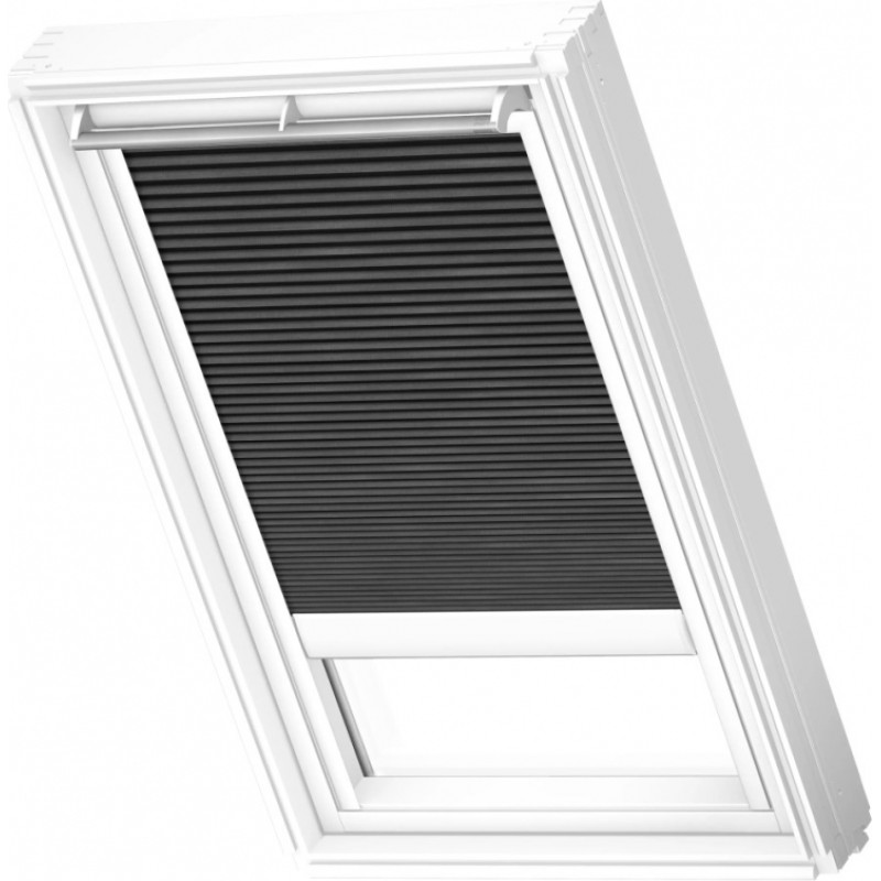 Velux FSC Energoefektīvās gaismu necaurlaidīgās žalūzijas ar solāro vadību, ar baltām sliedēm, MK04, 78x98cm, melnas