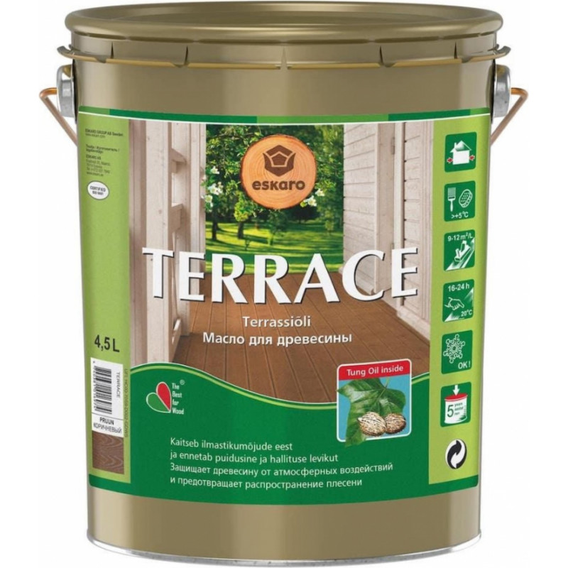 Eskaro Terrace Eļļa uz šķīdinātāju bāzes koka virsmas aizsardzībai, palisandrs, 4.5L