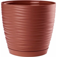 Form Plastic Puķu pods SAHARA ar paliktni 15cm, sarkans